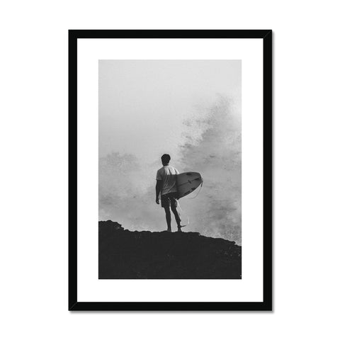 Watching The Storm Roll In B&W Framed & Mounted Print